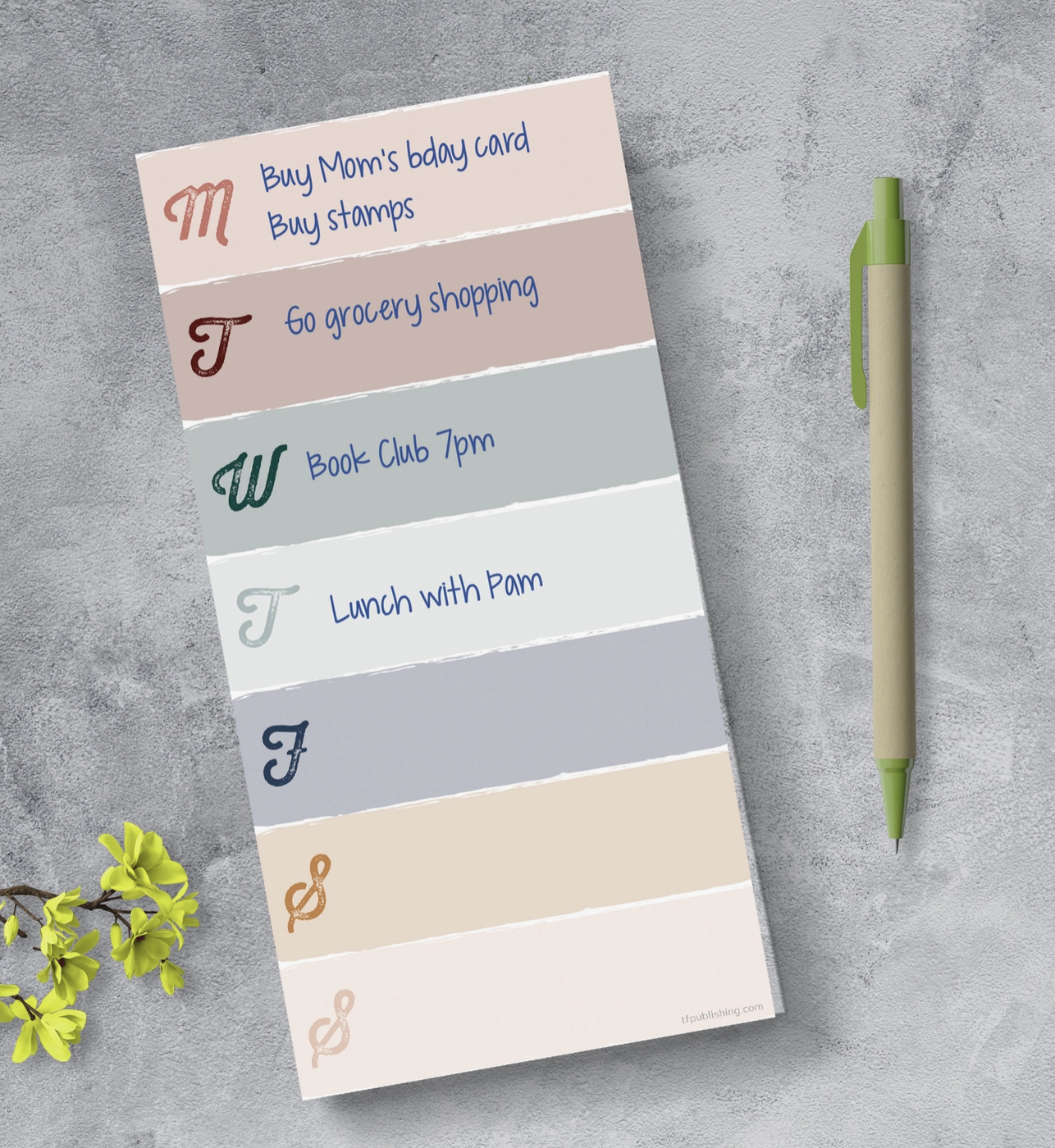 Weekly Color Block Boho Magnet List Pad