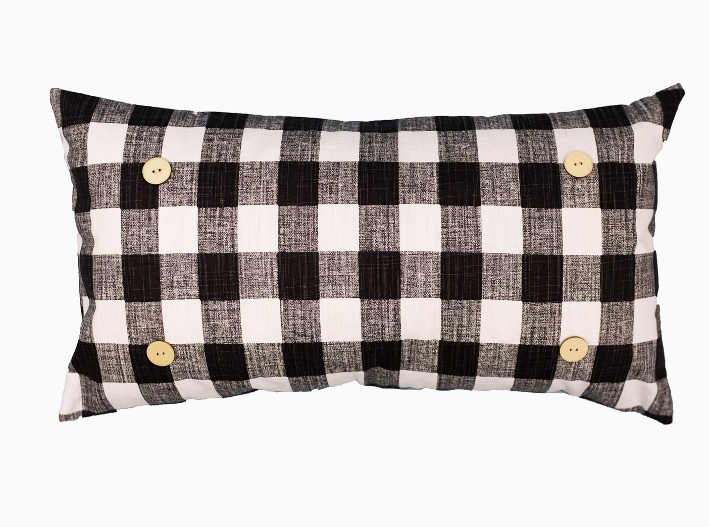 Buffalo Plaid Lumbar Button Pillow