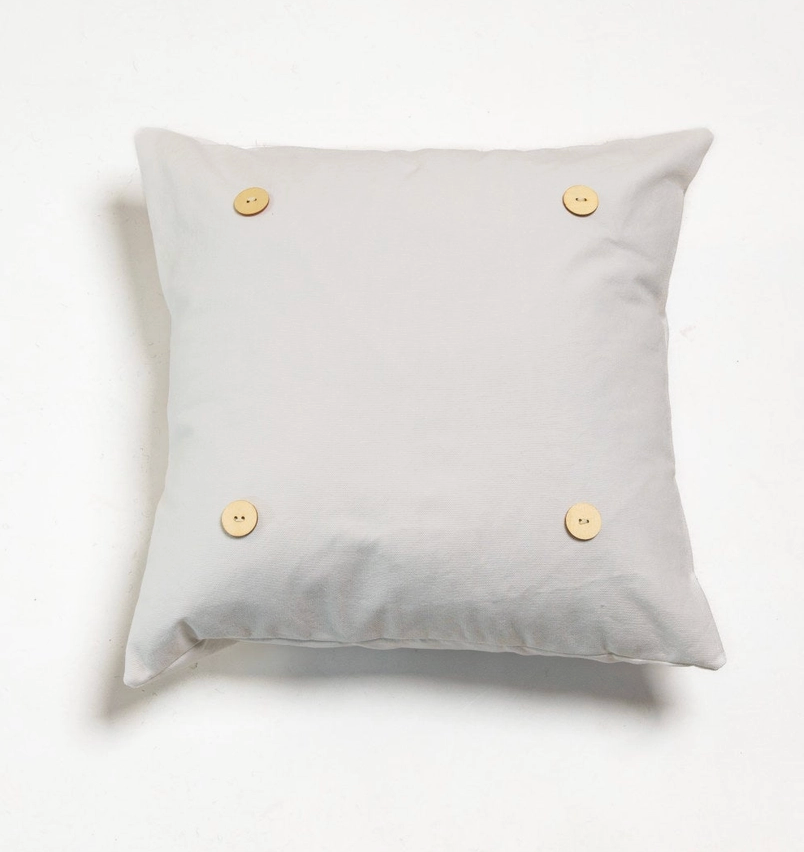 White Washed Cotton Button Pillow