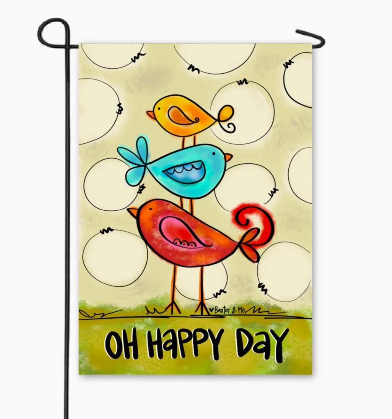 Oh Happy Day Bird Trio Garden Flag