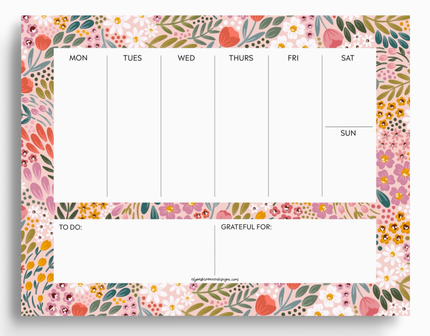 Summer Meadow Weekly Planner Notepad