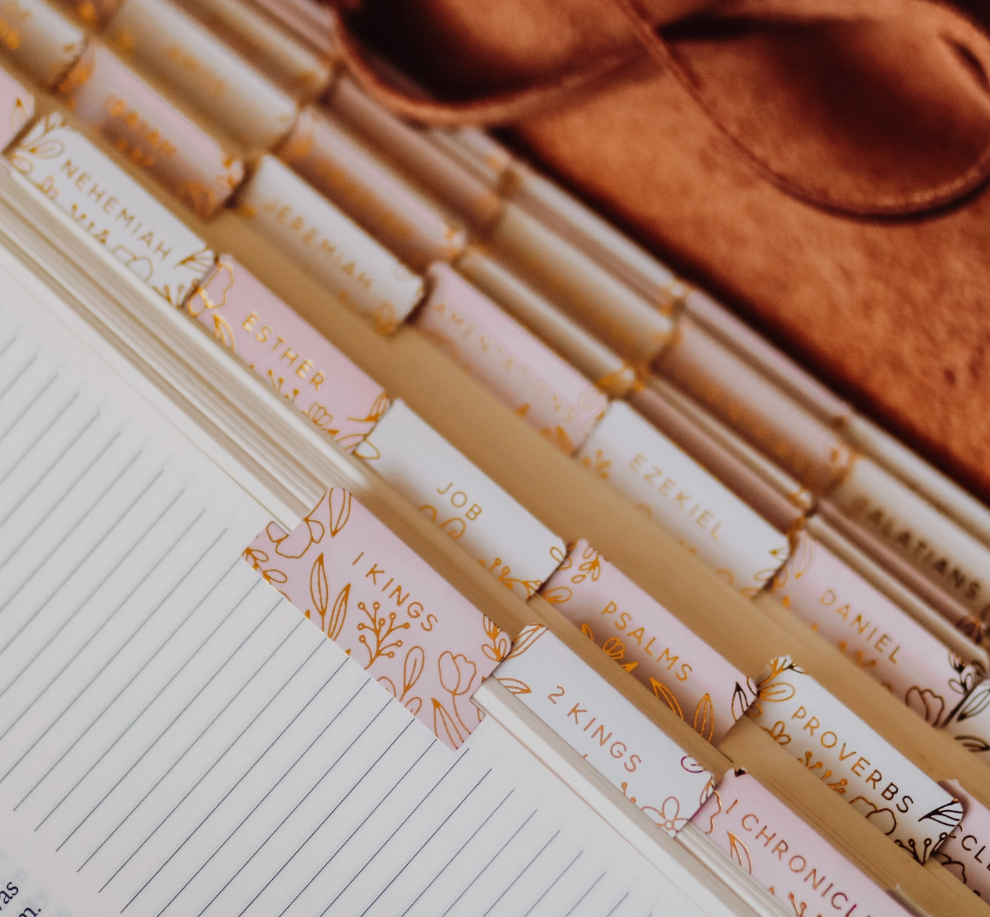 Gold Foil Bible Tabs - Dusty Pink