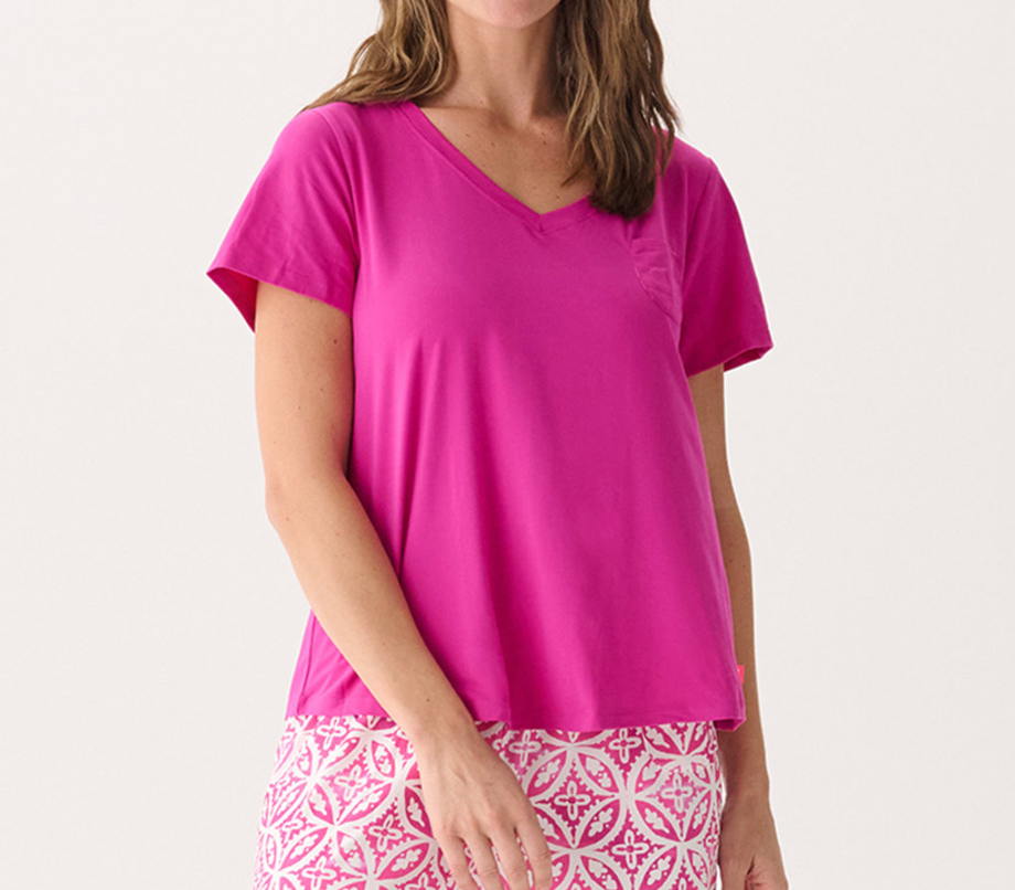 Rose Violet V-Neck Sleep Shirt