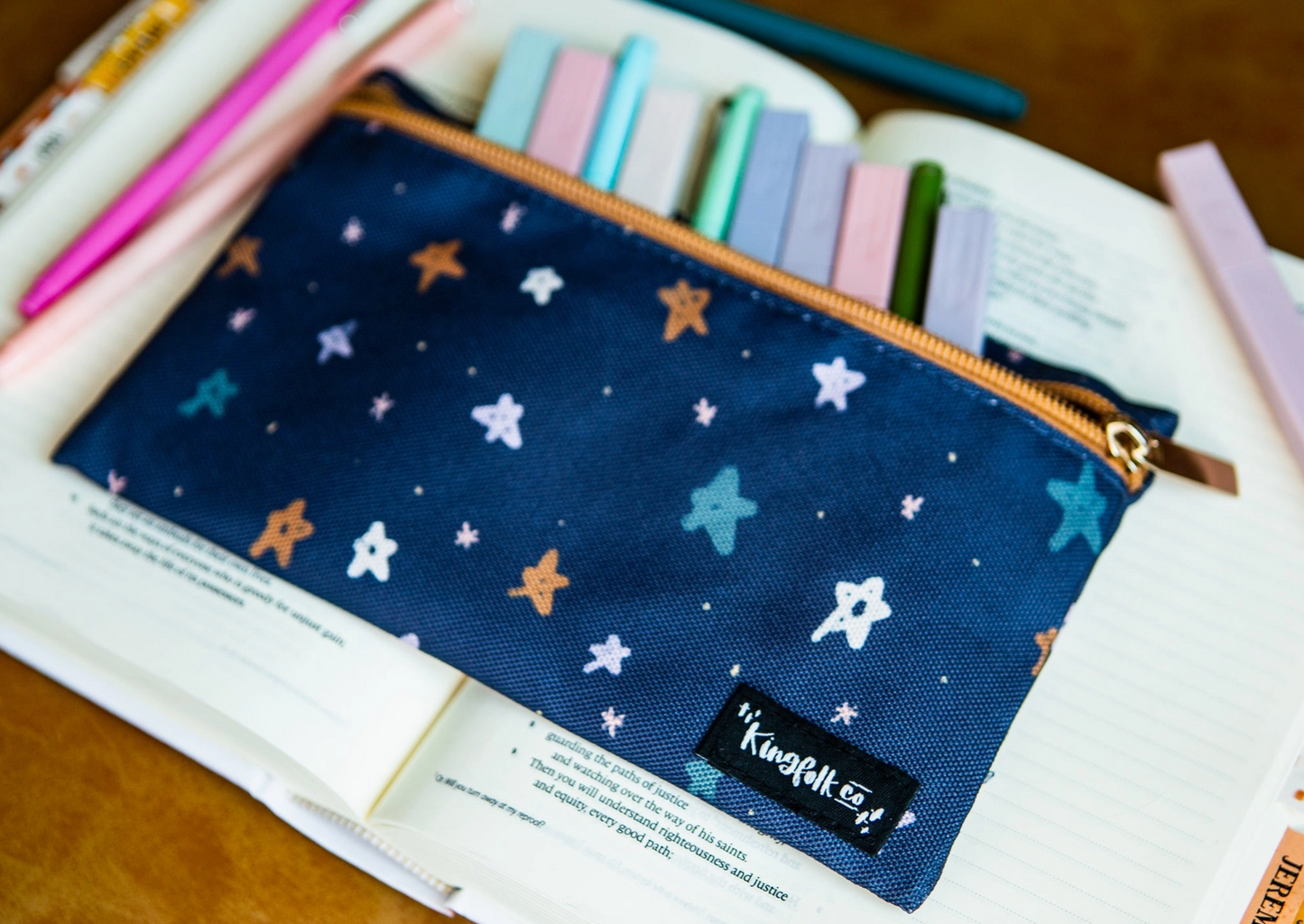 Navy Stars Pencil Pouch