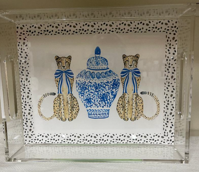 Chinoiserie Cheetah Acrylic Tray