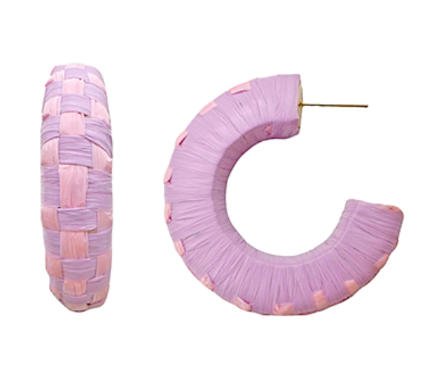 Wrapped Raffia Checkered Hoops