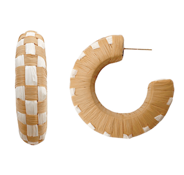 Wrapped Raffia Checkered Hoops