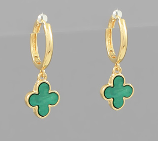 Clover Charm Dangle Hoops