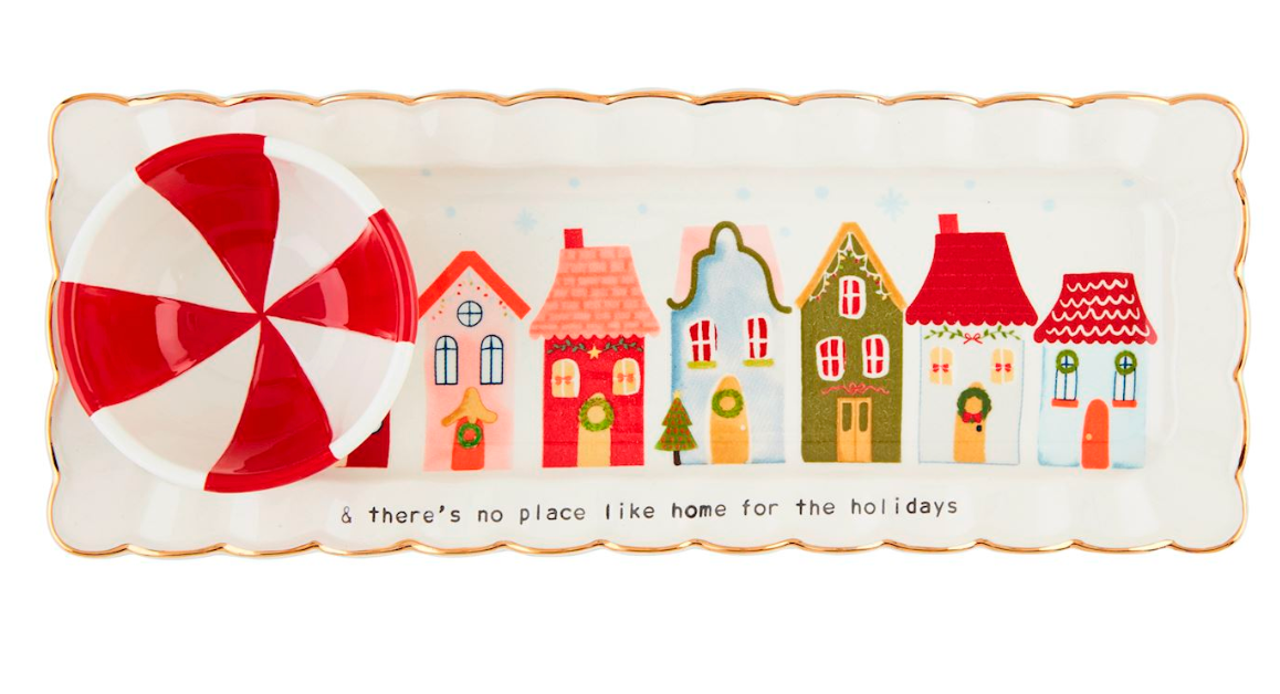 Christmas Village Tray & Dip Set