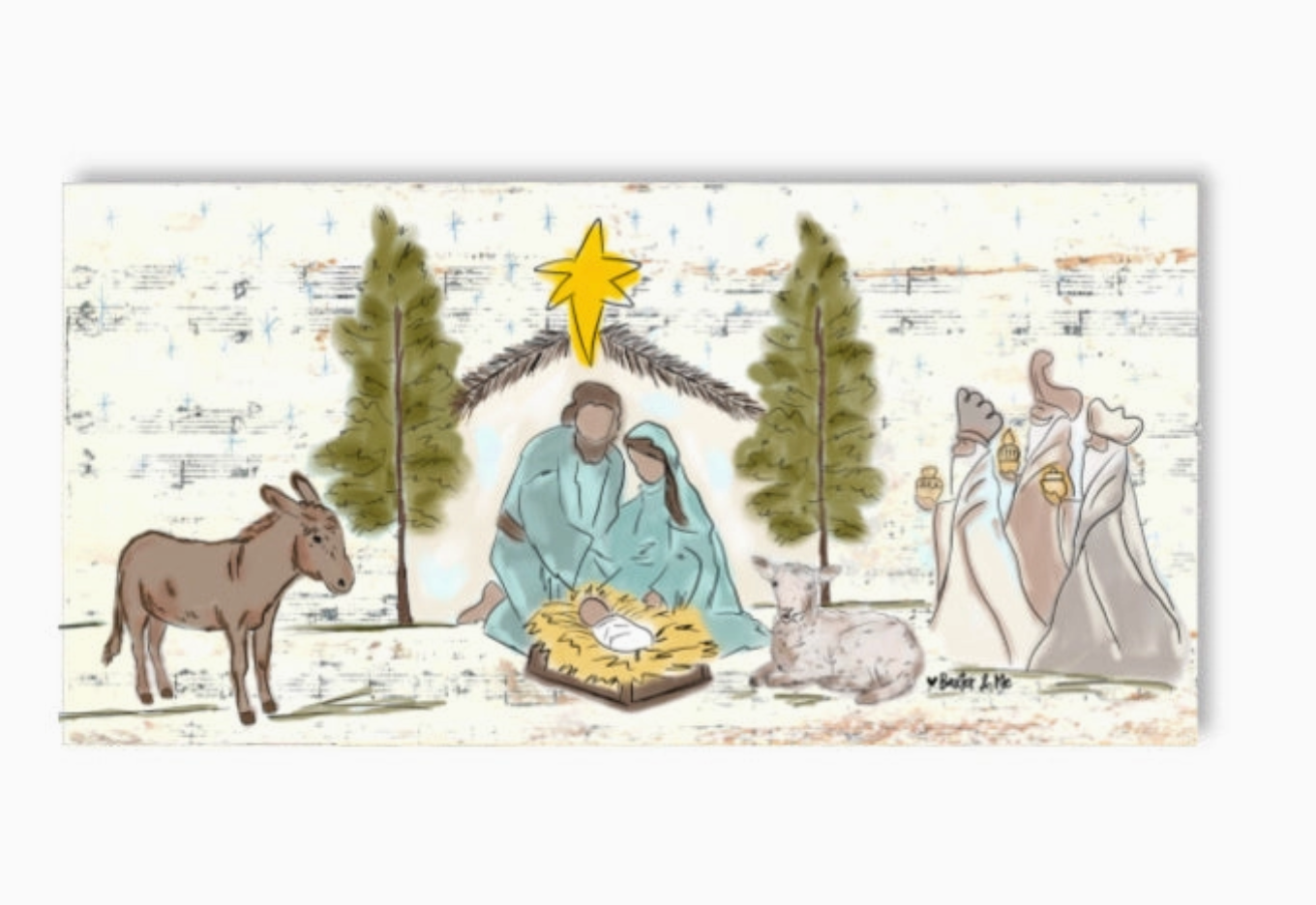 Starry Night Nativity Wrapped Canvas