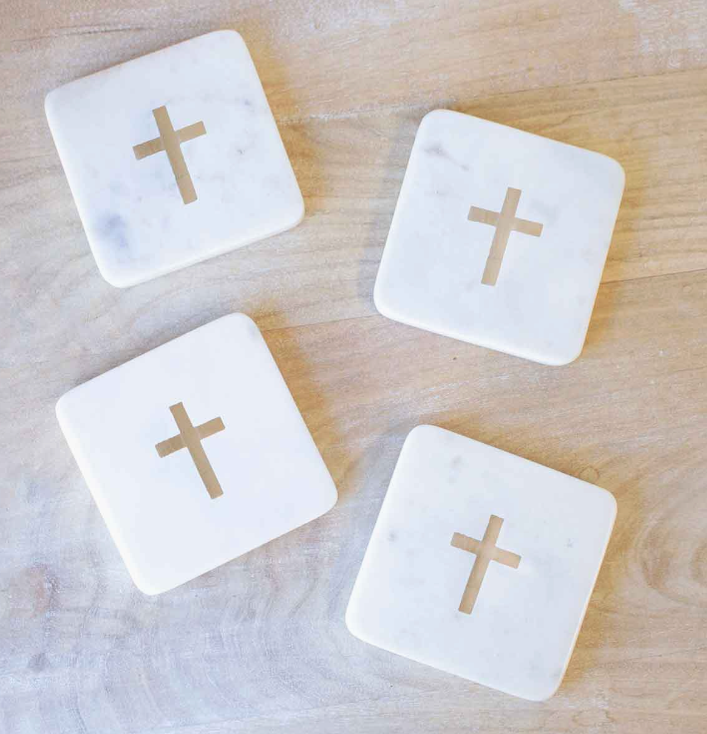Cross Marble Coaster Set