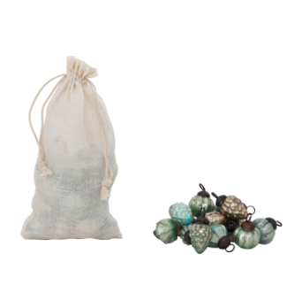 Embossed Mercury Glass Ornament Set