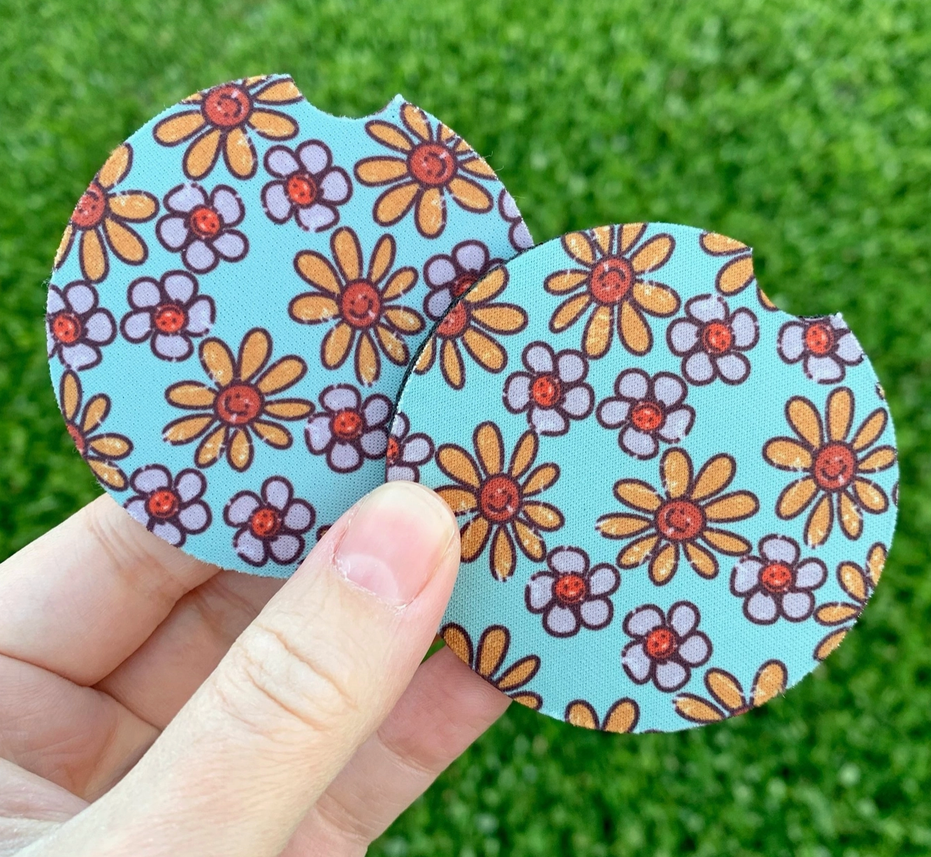 Happy Daisies Car Coasters