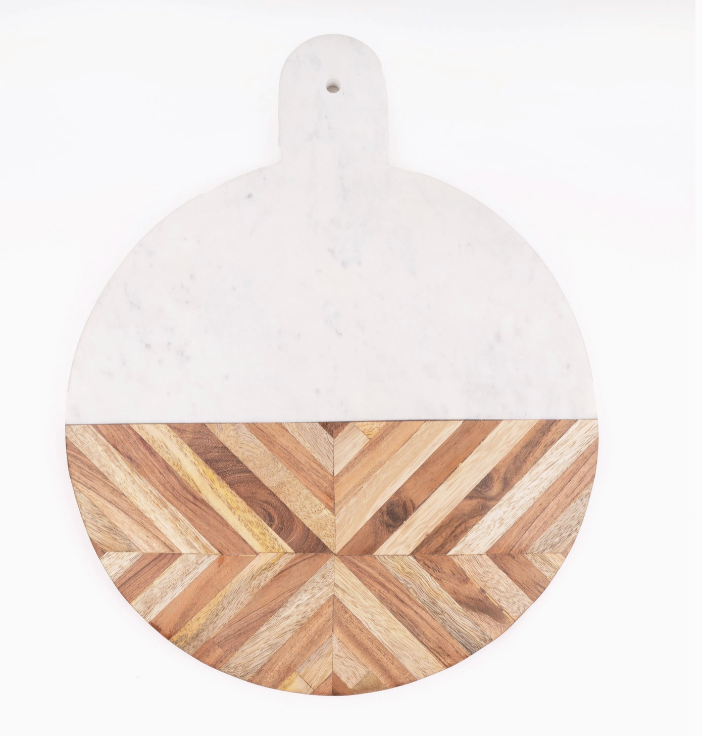 Marble & Wood Round Serving Board
