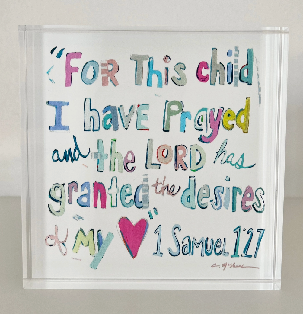 "1 Samuel 1:27 Verse" Acrylic Block