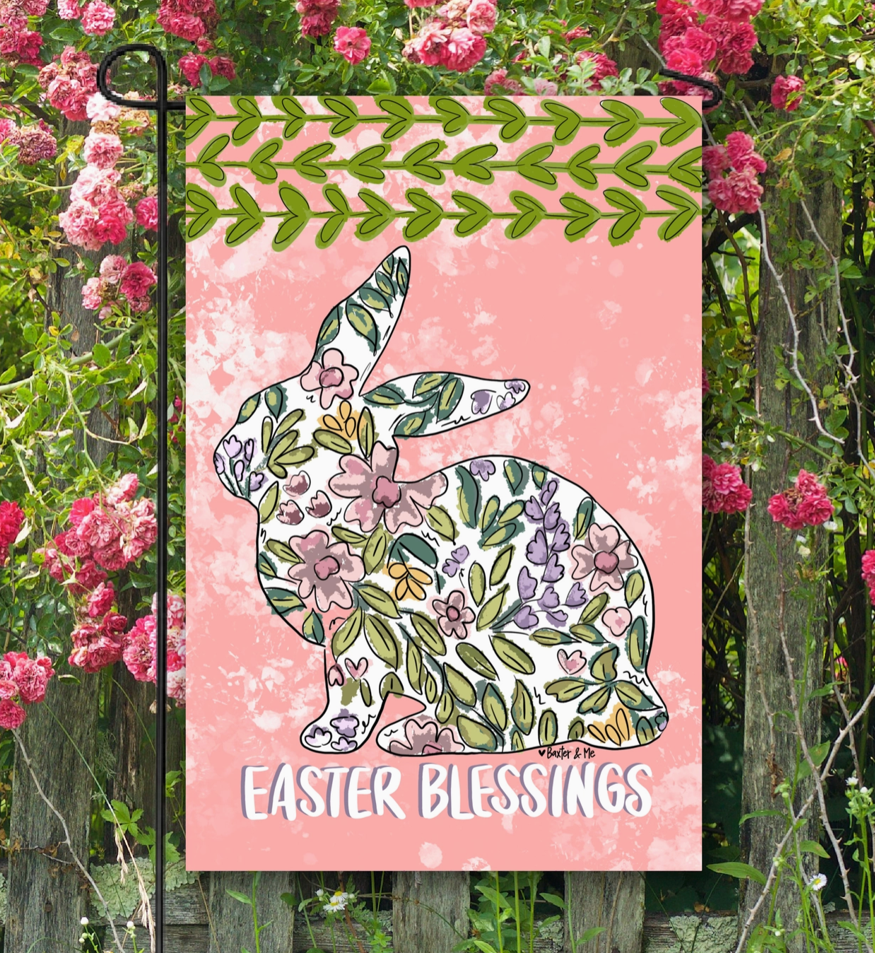 Pastel Easter Blessings Bunny Garden Flag