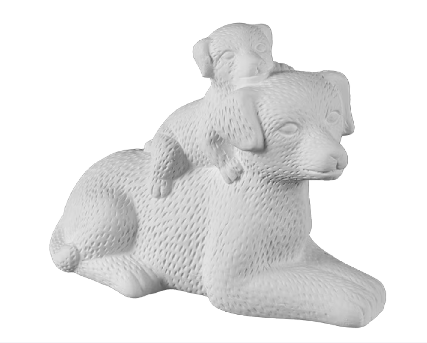 Ceramic Mama and Baby Pup Figurine