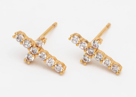 Gold Plated Cross Studs