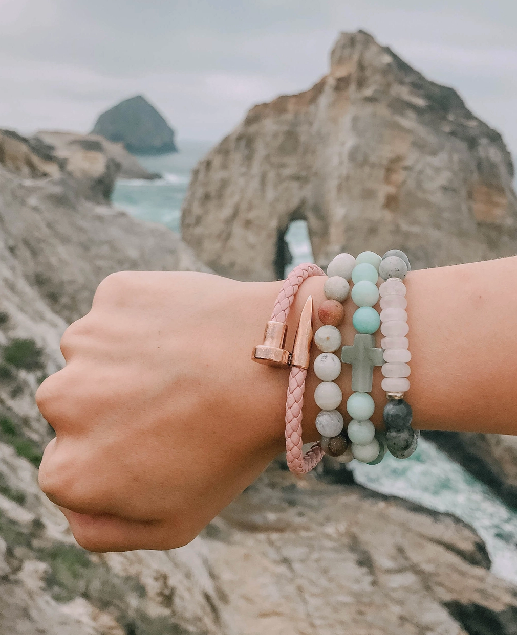 Amazonite Cross Bracelet