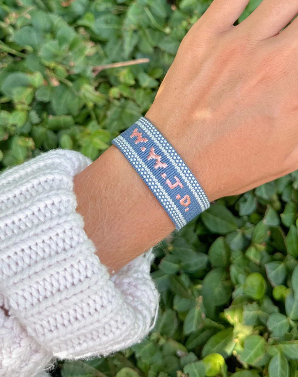 Blue Wwjd Embroidered Bracelet