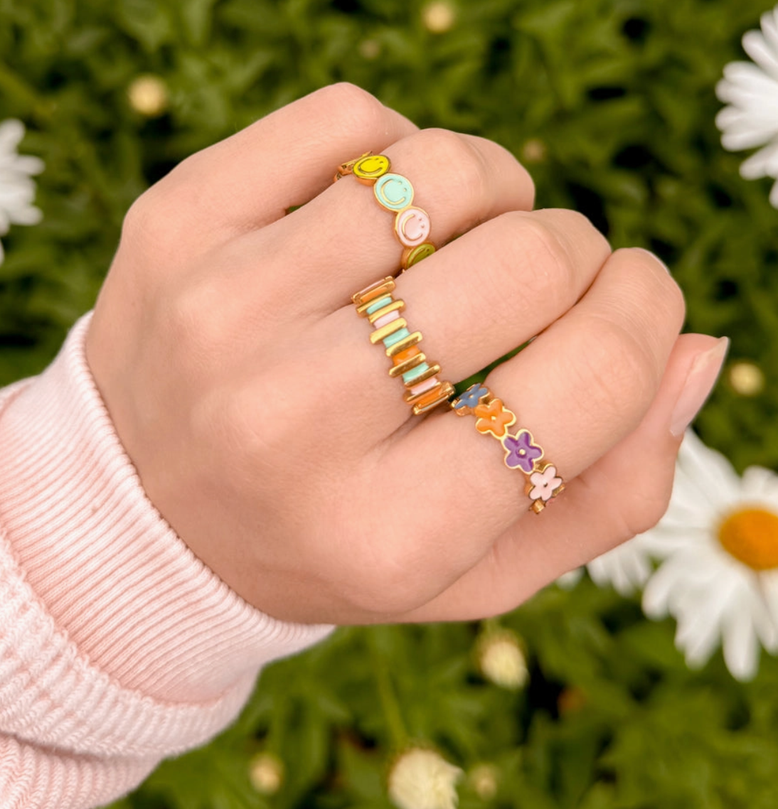 Smiley Enamel Ring