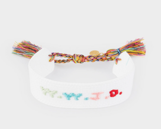 White Wwjd Embroidered Bracelet