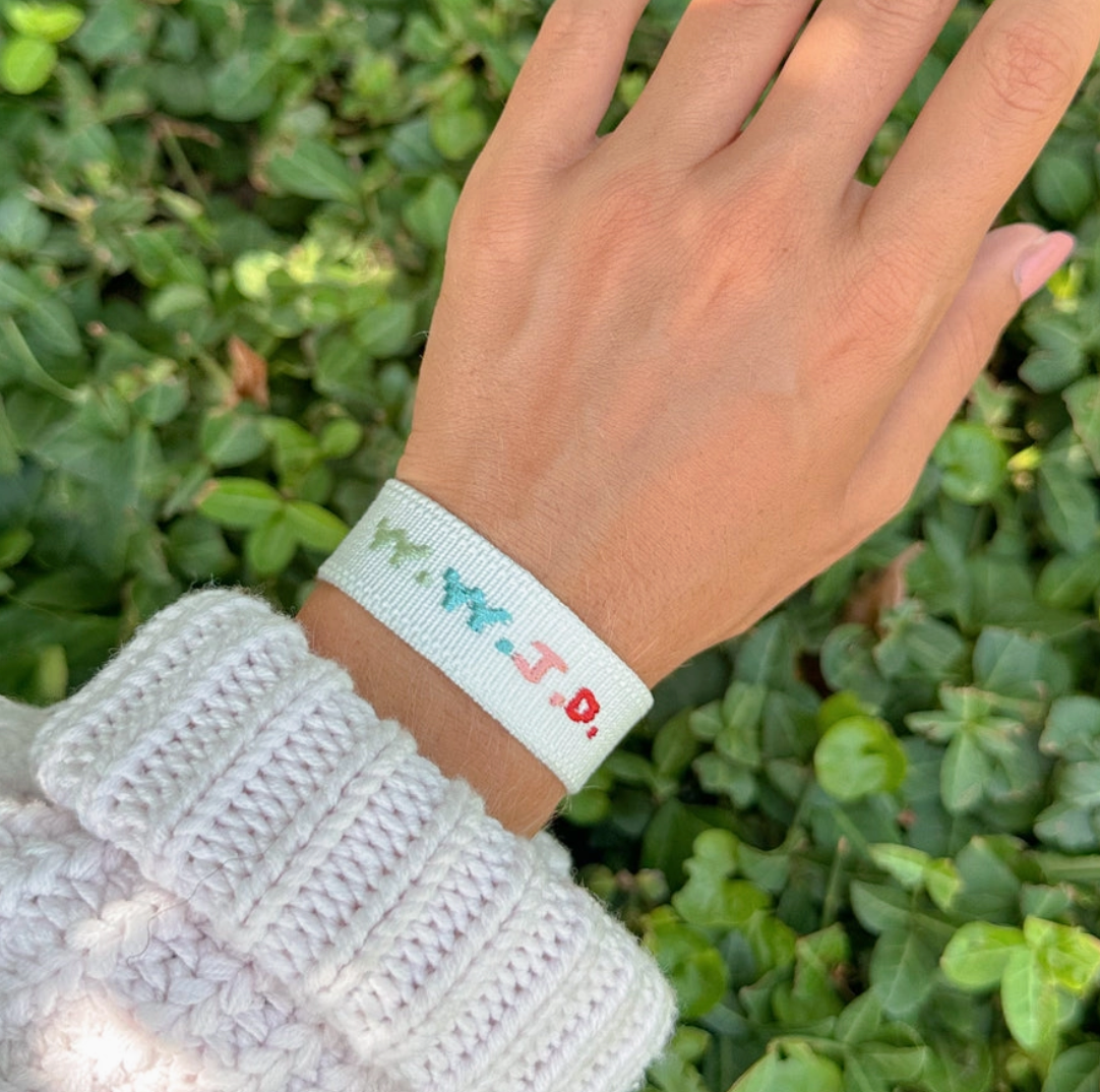 White Wwjd Embroidered Bracelet