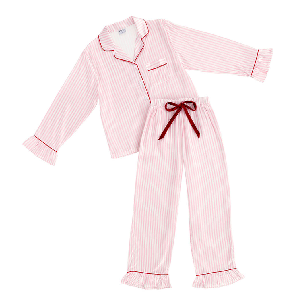 MT Pink Stripe Satin Sleeve Pajamas