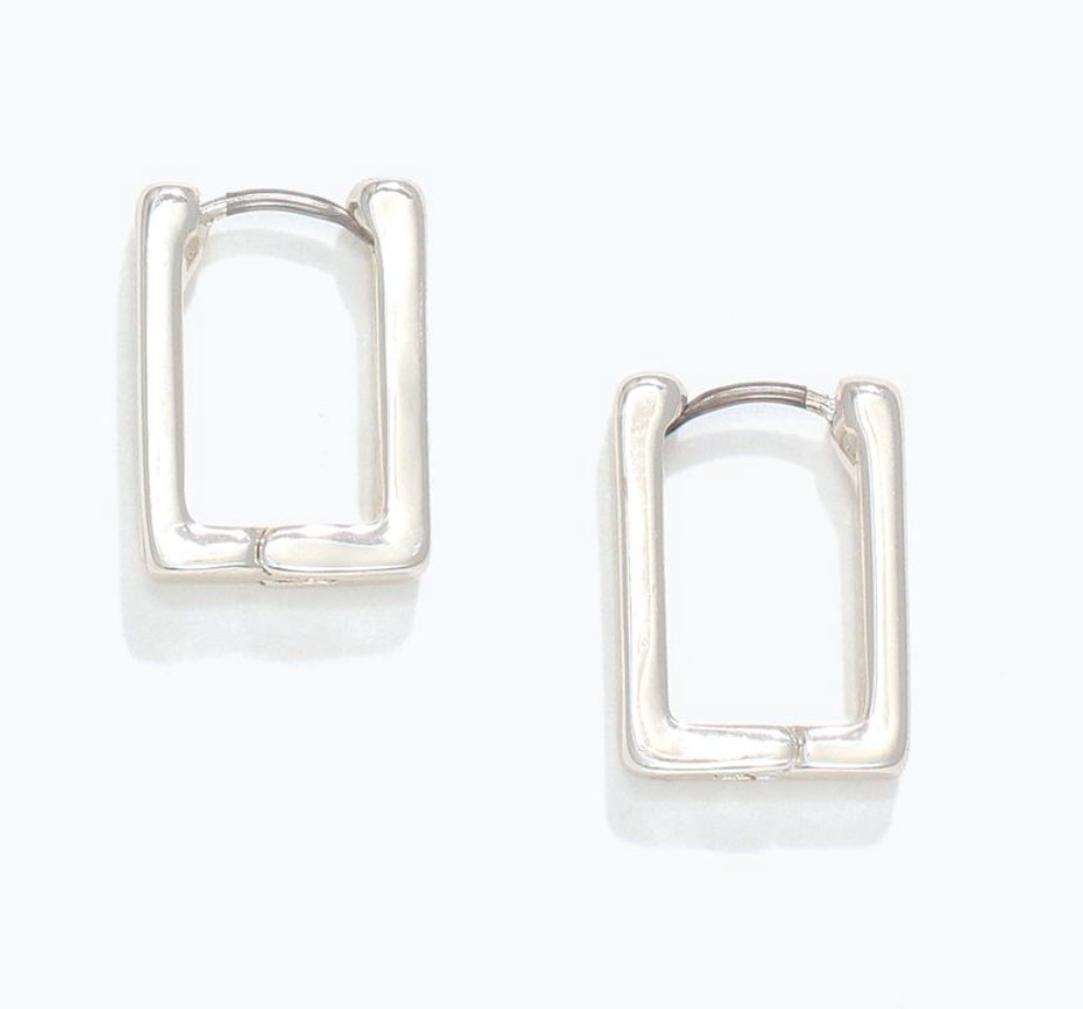 Silver Hinged Rectangle Earrings