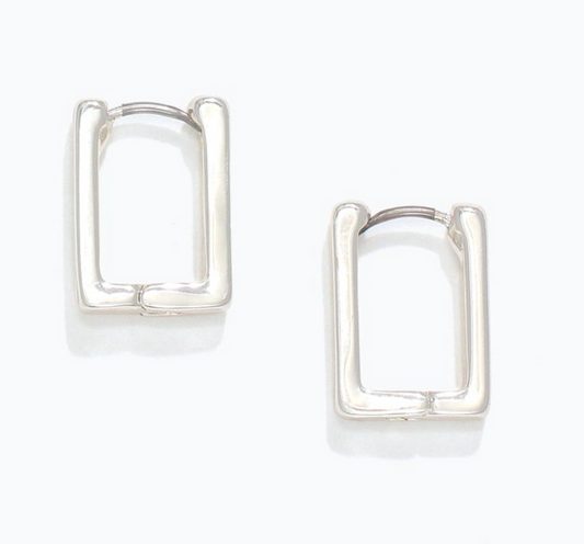 Silver Hinged Rectangle Earrings