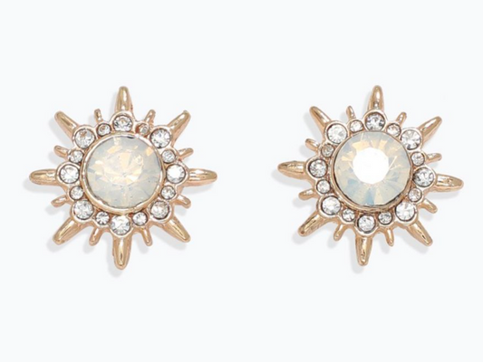 Gold Bursts with Crystals Earrings