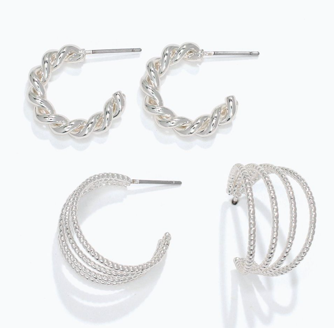 Silver Hoop Duo Earrings