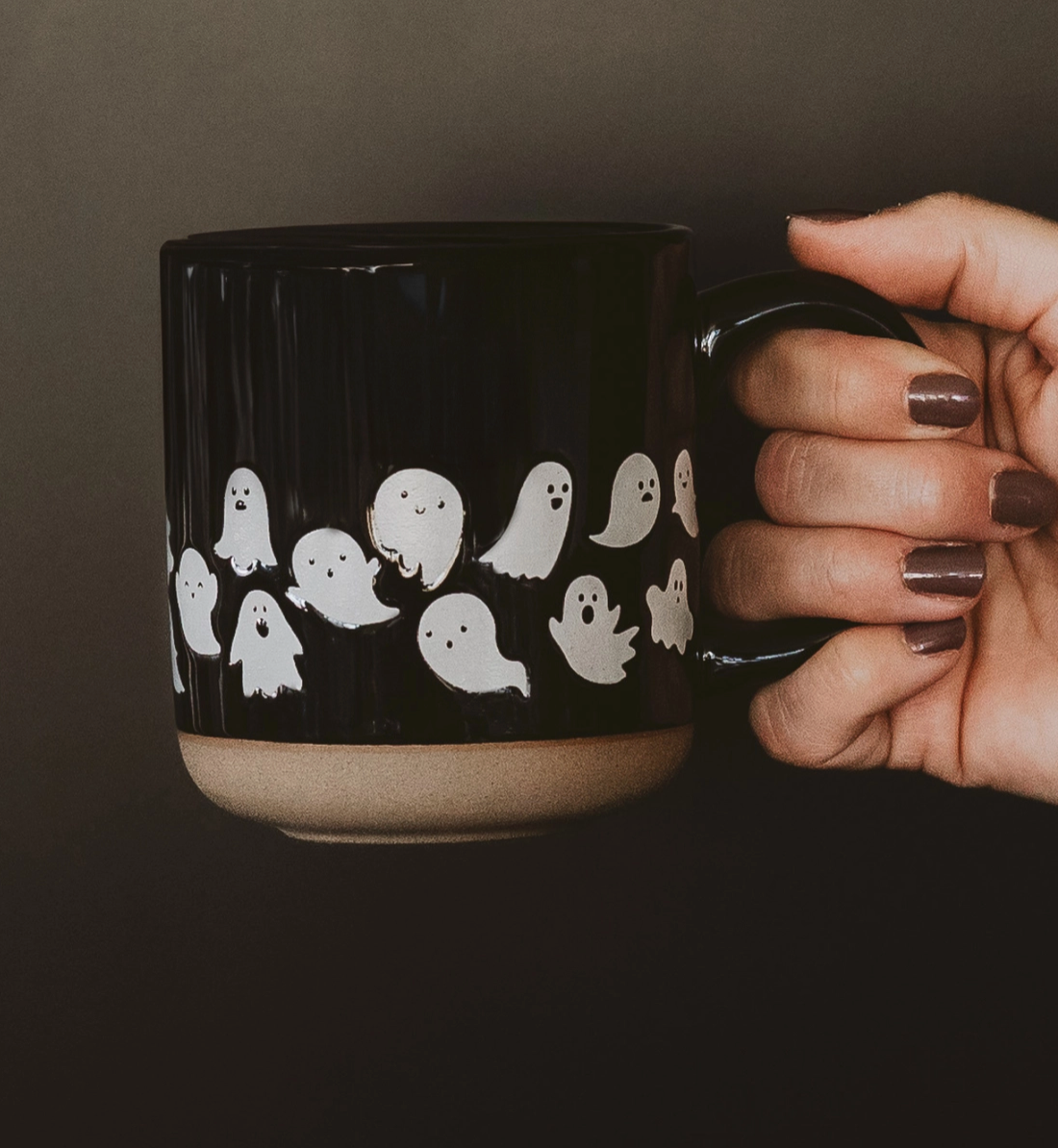 Ghost Pattern Stoneware Coffee Mug