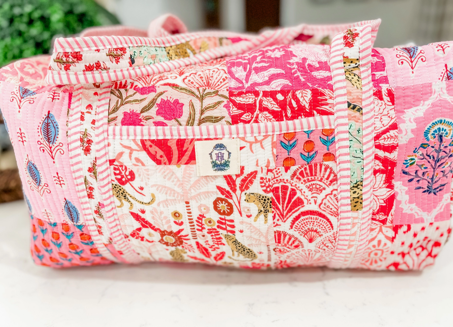 Pink City Large Quilted Duffel Bag