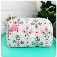 MT Folk Floral Quilted Cosmetics Bag