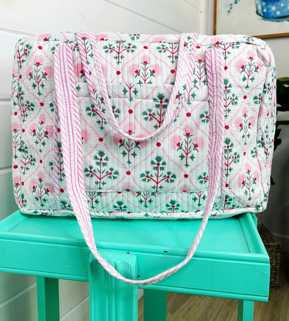 MT Folk Floral Quilted Duffle Bag