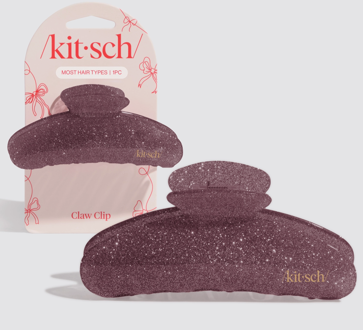 Holiday Pink Glitter Claw Clip