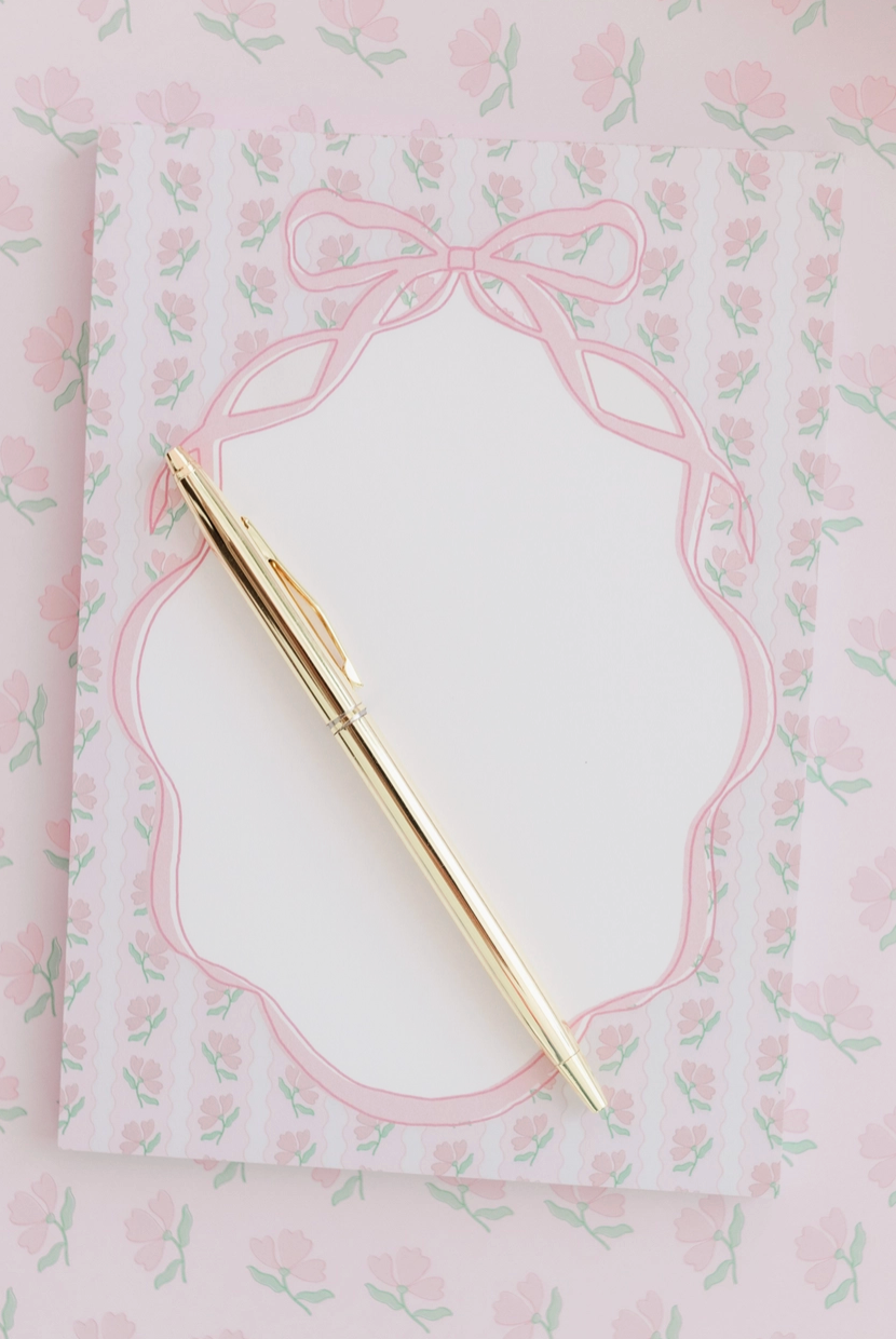 Pink Flower Ribbon Notepad