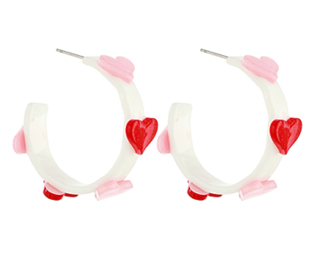 Textured Glitter Heart Hoops