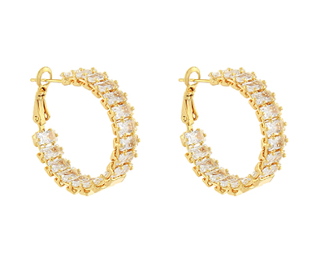 Linked Crystal Bar Hoops