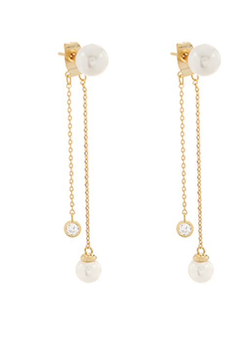 Pearl Chain Threader Earrings