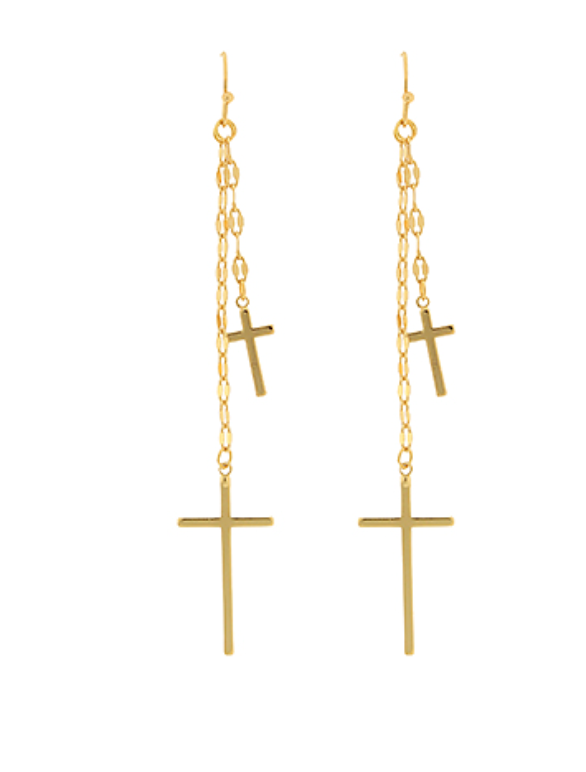 Double Cross Linear Drop Earrings