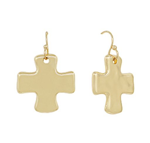 Hammered Cross Earrings