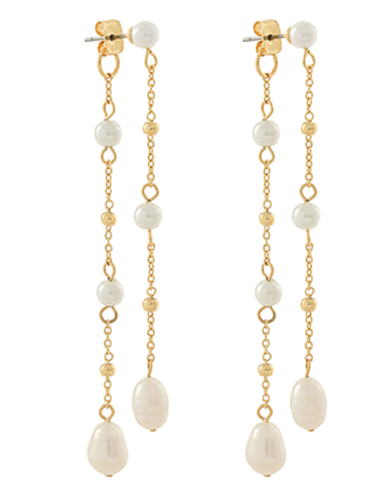 Pearl Linear Front & Back Earrings