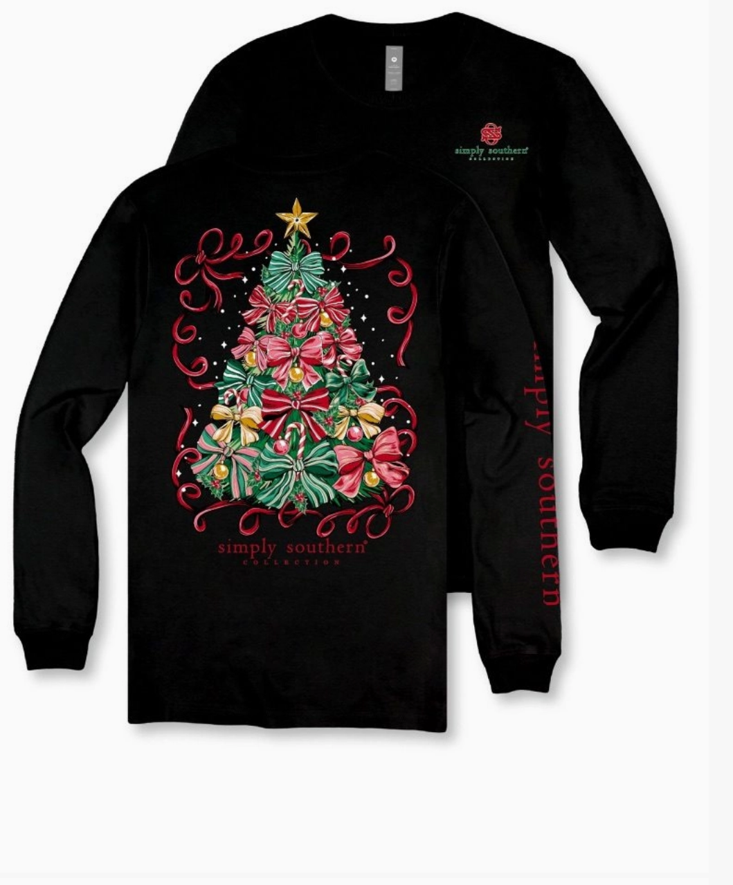 Black Long Sleeve Shirt with Bow Tree