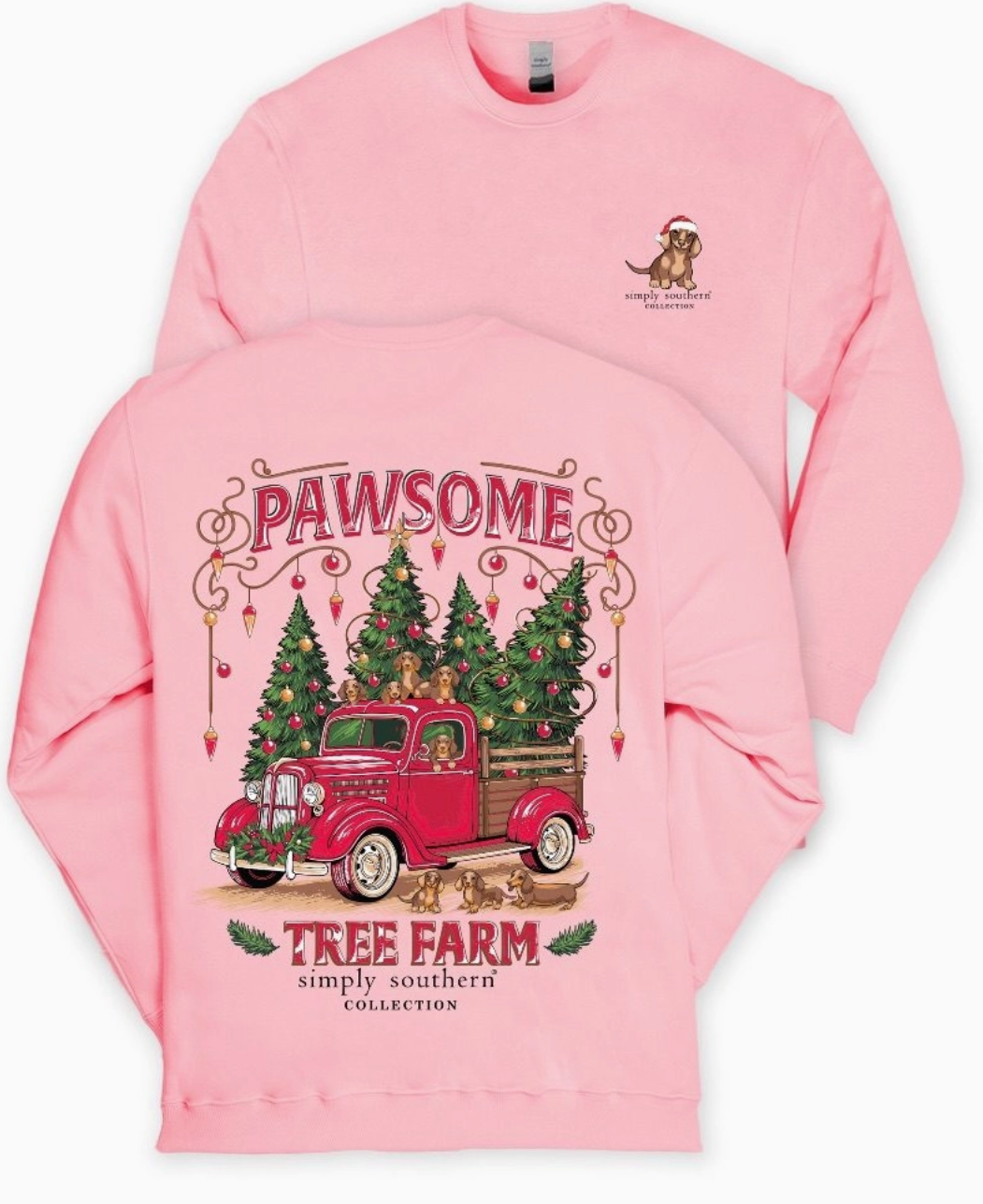 Pawsome Tree Farm Pink Sweatshirt