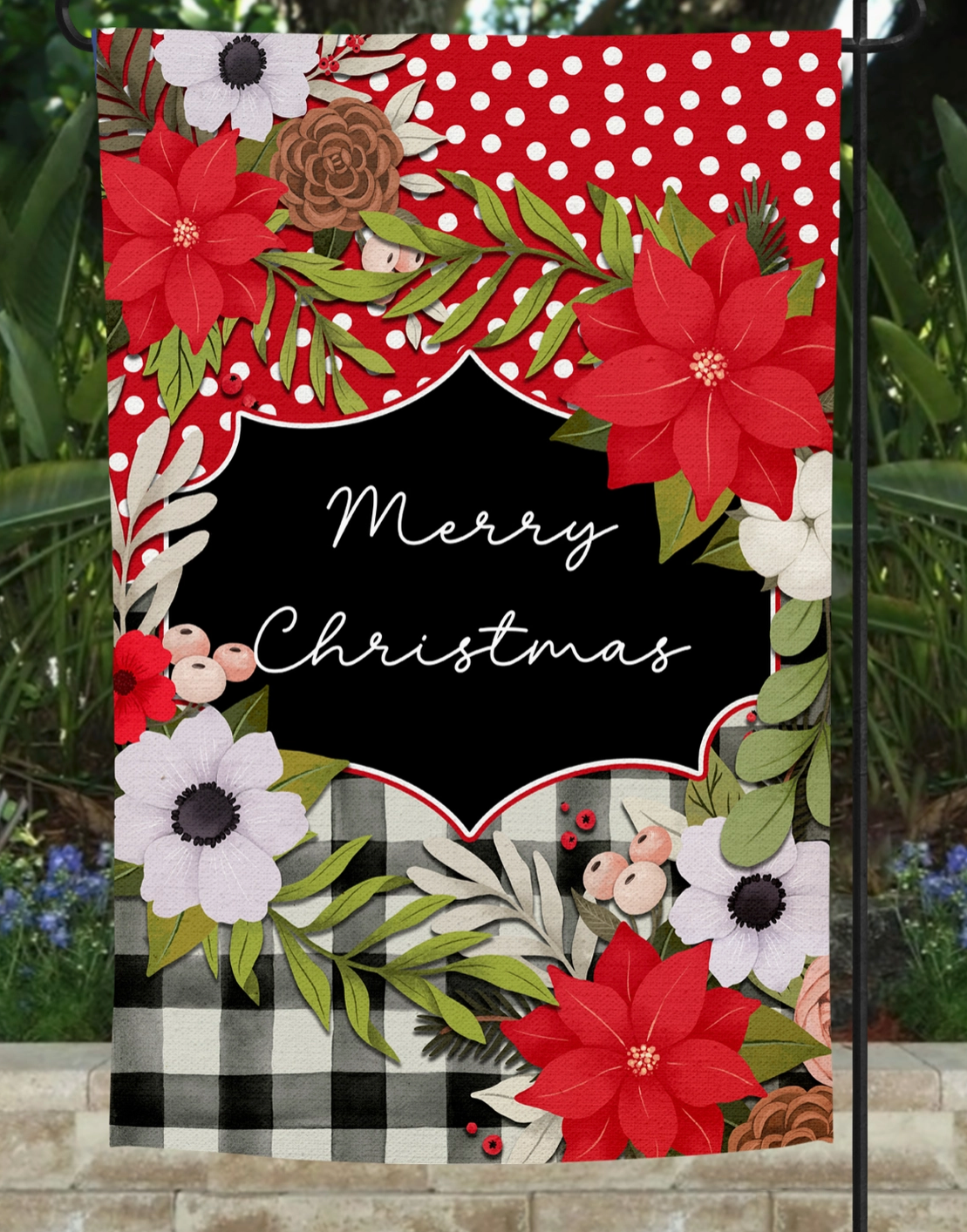 Garden Flag- Merry Christmas Poinsettias