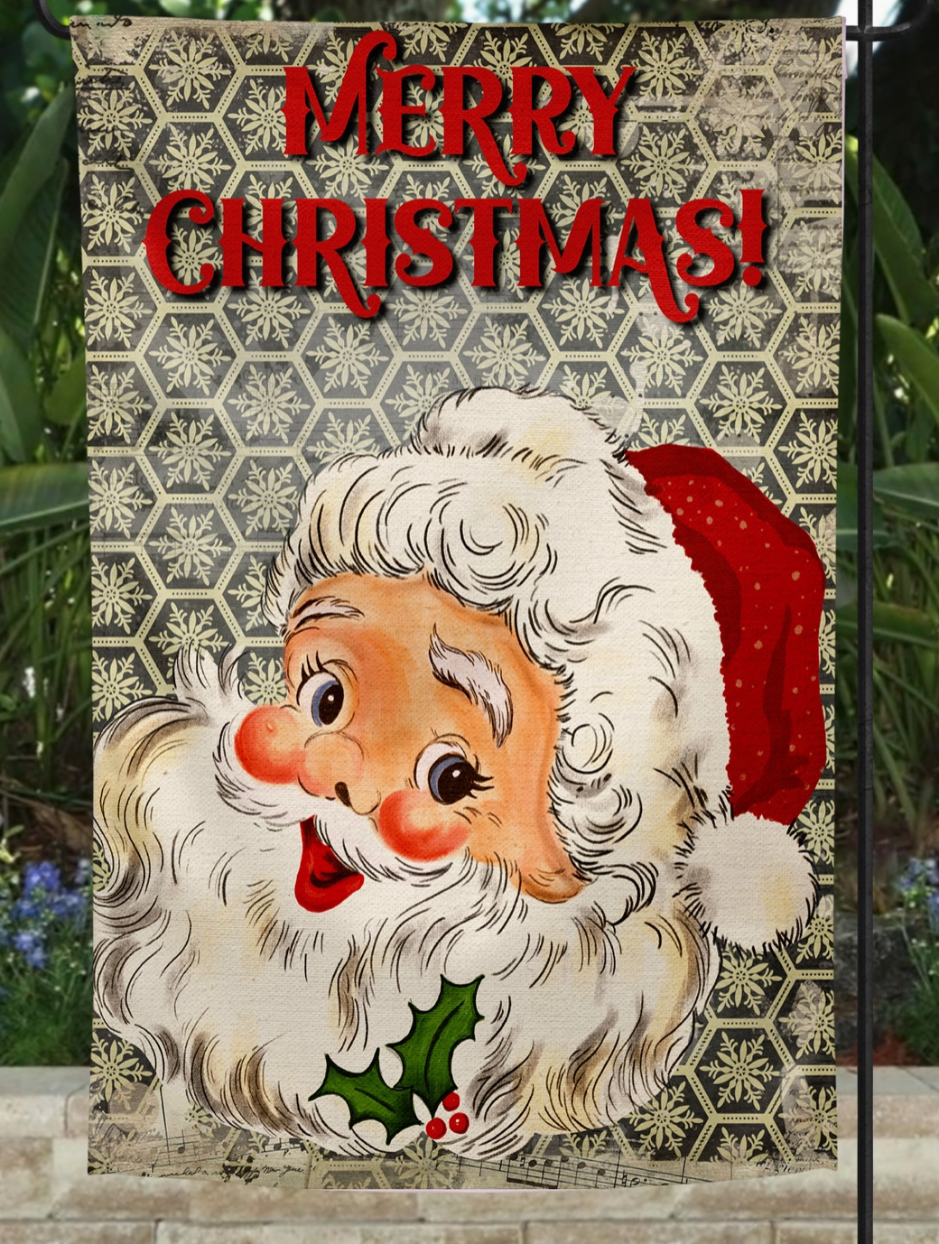 Garden Flag- Merry Christmas Vintage Santa