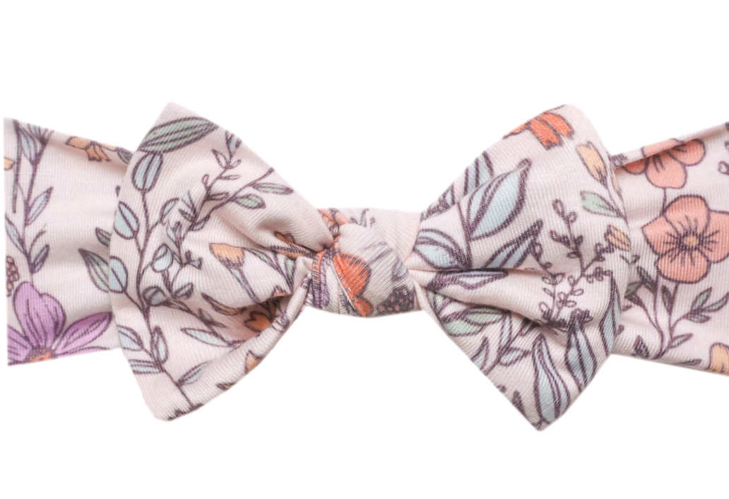 Copper Pearl Knit Headband Bow