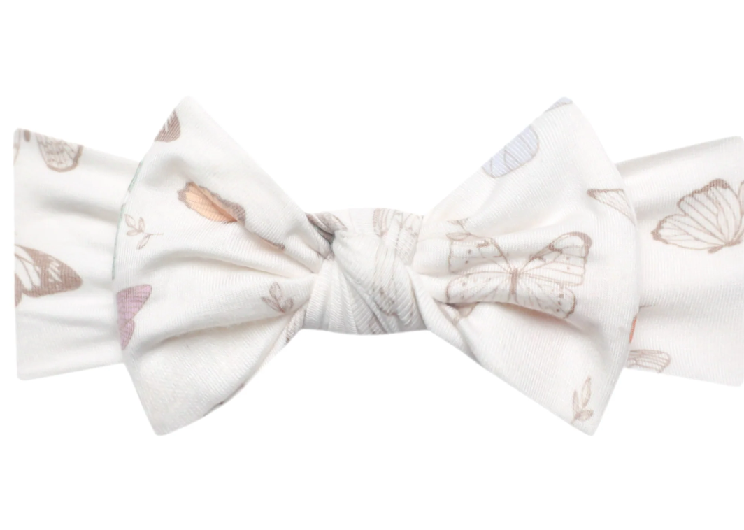 Copper Pearl Knit Headband Bow